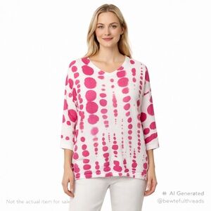 CARRE NOIR XL pink/white drop shoulders lightweight knit rounded neck sweater